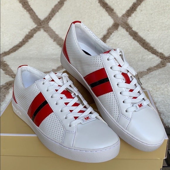 MICHAEL KORS CATELYN STRIPE LACE UP NAPPA PU OPT/B - Picture 14 of 16